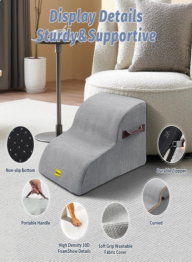 Gimars Extra Wide Sturdy 30D High Density Foam Dog Stairs for Sofa, Pet Stair for Small Medium Dog, Non-Slip, Easy Clean Removable Washable Cover - Image 3