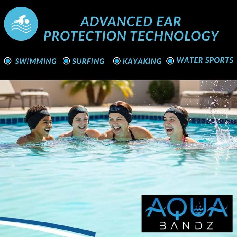 AquaBandz Swimming Headband â€“ Ear Protection for Swimmers, Prevents Water in Ears, Comfortable & Quick-Drying (Black, Adult Size) - Image 2