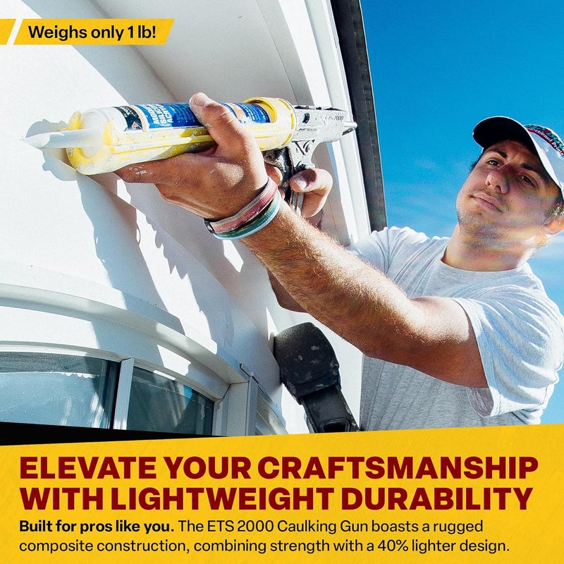 Dripless ETS2000 Ergo Composite Caulk Gun | Caulking Gun for 10 oz Cartridges or Tubes | Lightweight Body | 12:1 Thrust Ratio | Pro Painter Preferred | 2 Pack - Image 4