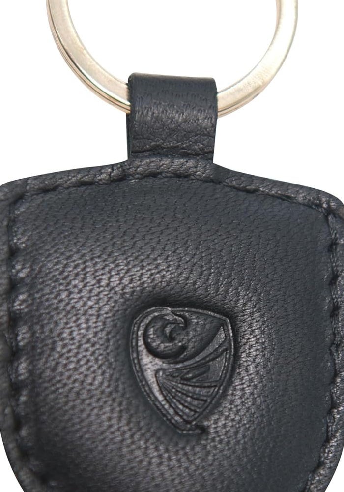 GERMANUS Black Leather Keyring - Durable Key Fob and Bag Tag - Image 1