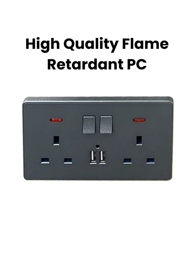 Target - Dual USB Plug Wall Socket Dark Grey 9x6centimeter - Image 1
