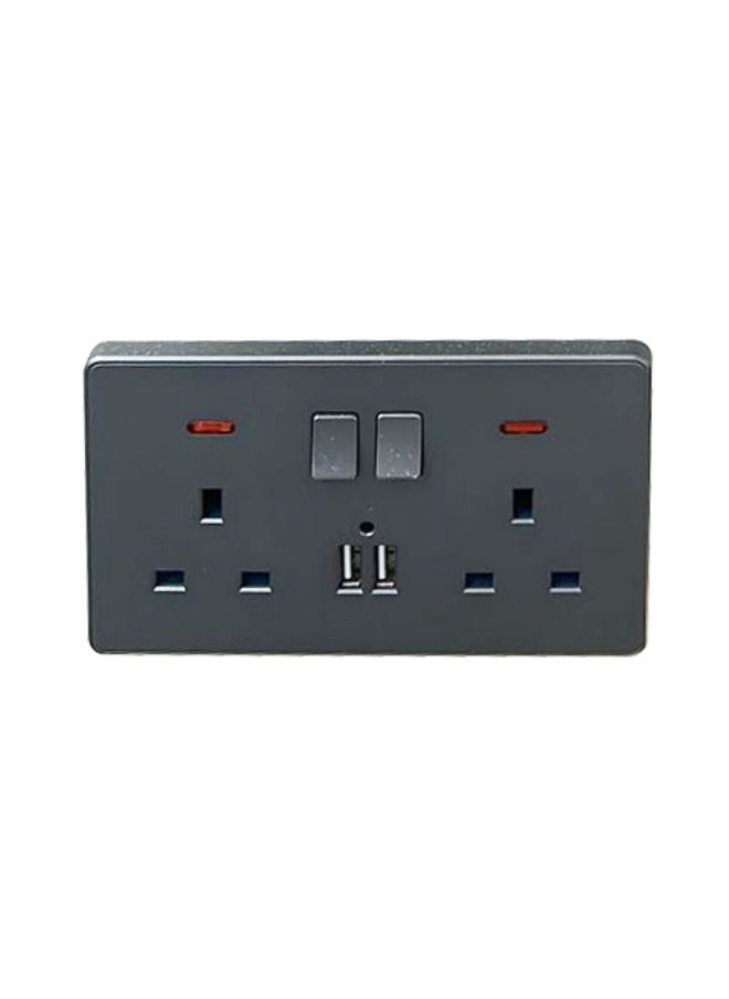 Target - Dual USB Plug Wall Socket Dark Grey 9x6centimeter - Image 1