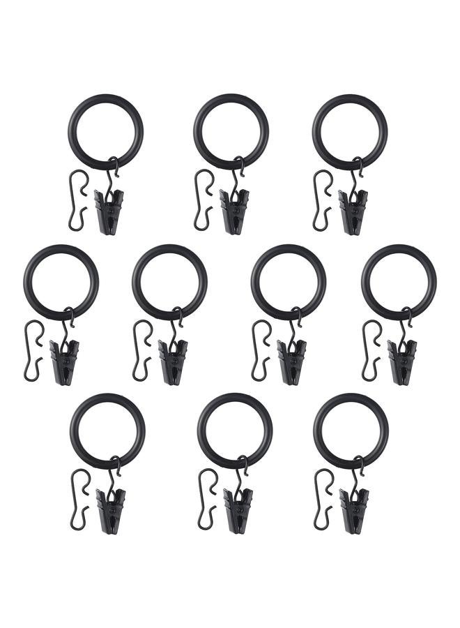 Curtain ring with clip and hook, black, 25 mm - Image 1