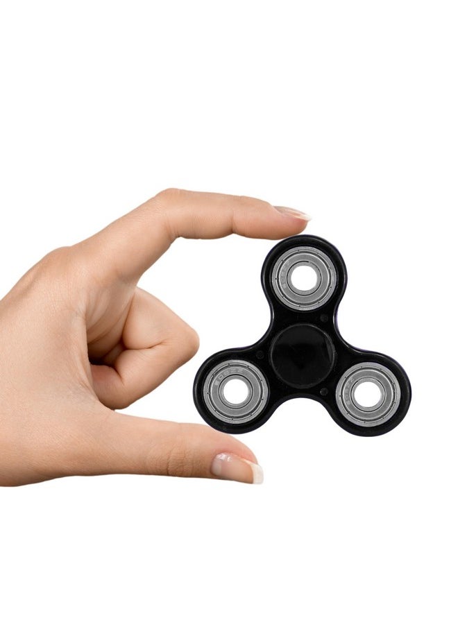 Premsons - Premsons® Hand Spinner Desk Toy - High Speed Smooth Finger Spin Sensory Fidget Stress Relief Game Play for Kids & Adults - Birthday Party Gift - Four Bearing - Black + Silver Bearing - Image 1