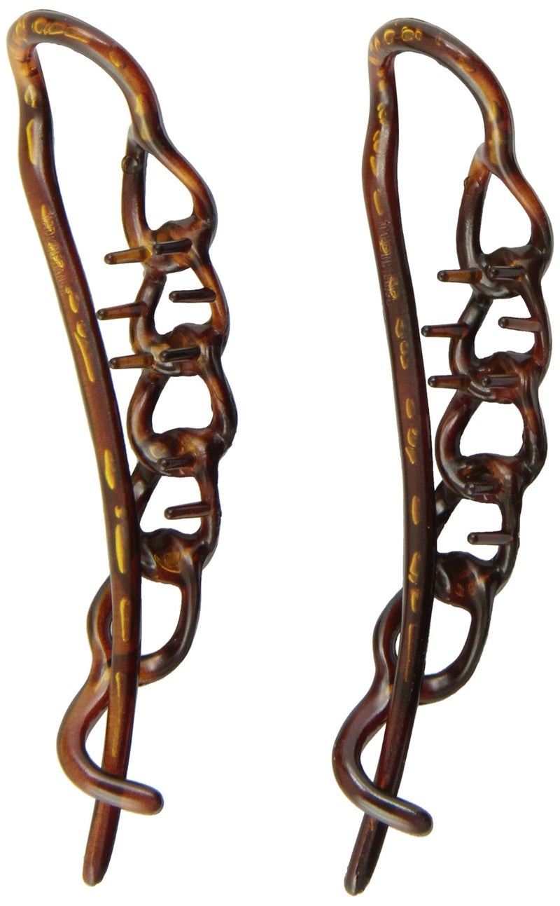 Caravan Non Metal Chain Slide Barrettes Made Of Celluloid Acetate In Tortoise Shell Pair - Image 2