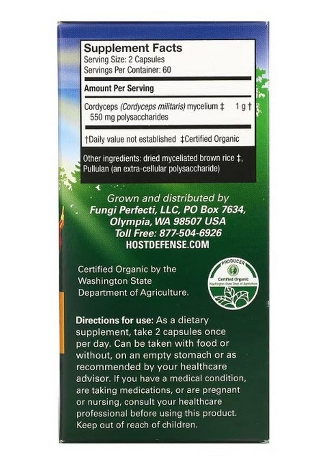 Fungi Perfecti Mushrooms Cordyceps 120 Vegetarian Capsules - Image 2