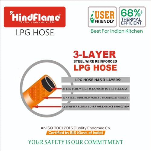 Khaitan Combo - 1 unit 1 Burner Gio Tougned Glass Gas Stove + 1 unit HF Kitchen Lighter + 1 unit HF LPG Hose Pipe (1.5 mtr) (1B Gio & Hose Pipe, Lighter Combo) - Image 5