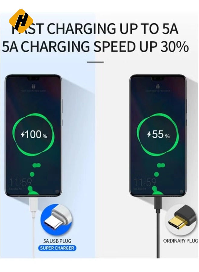 هوها كابل USB C 5A شحن سريع كابل USB Type C Charger (2 Pack) متوافق مع Huawei P20 Lite Mate 20 Pro P20 Samsung S10 Plus S9 S8 Note 9 LG G5 G6 XIAOMI MI A2 MI 9 ETC - Image 3
