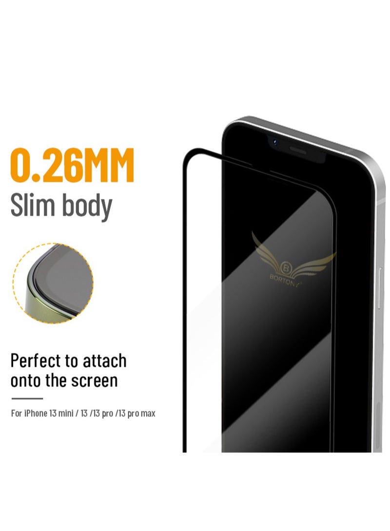 BORTONY 2 Pack Tempered Glass Screen Protector For iPhone 13 mini 5.4 Inch Clear/BLACK - Image 2