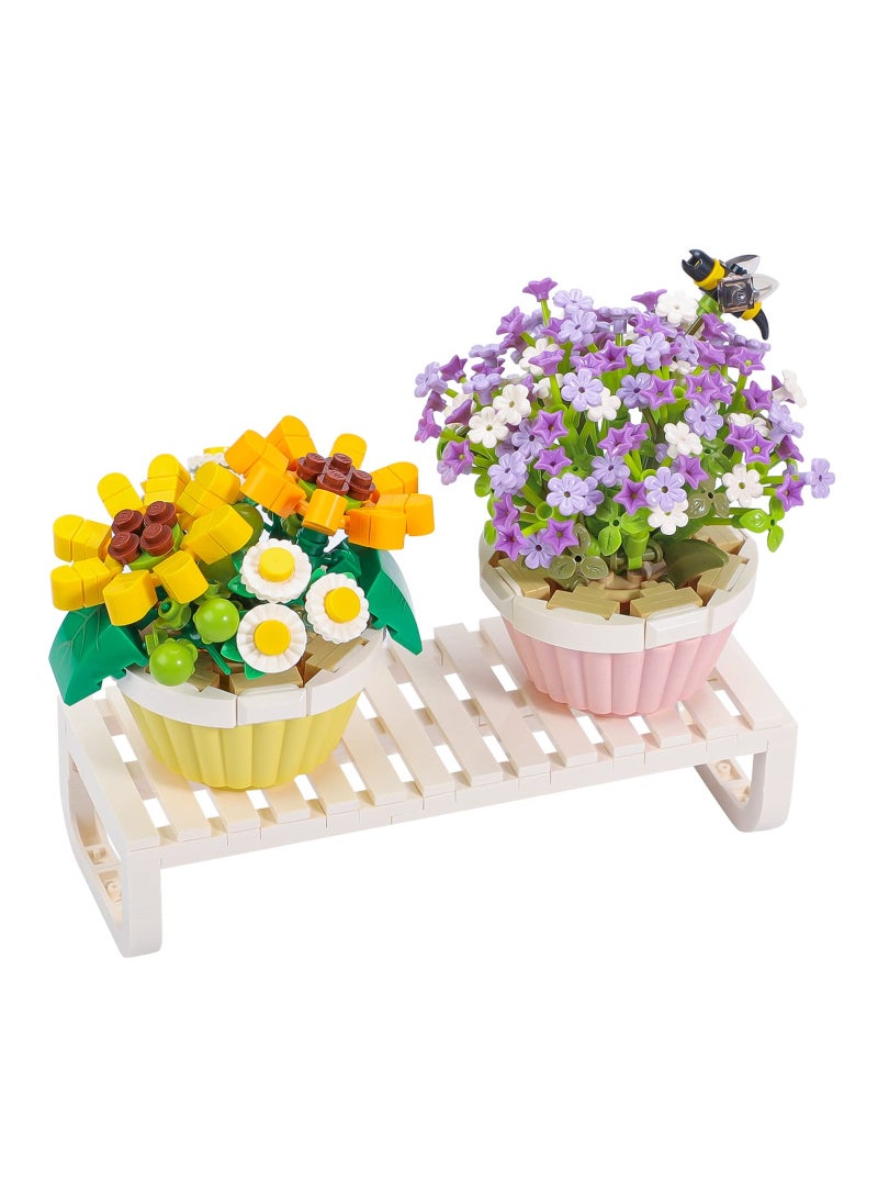 KASTWAVE Mini Sunflower Bonsai Tree Building Block Set Cute Pot Plant Toys Kit Love Romantic Gifts Creative Home Decor for Girlfriends Women Adults  - Image 1