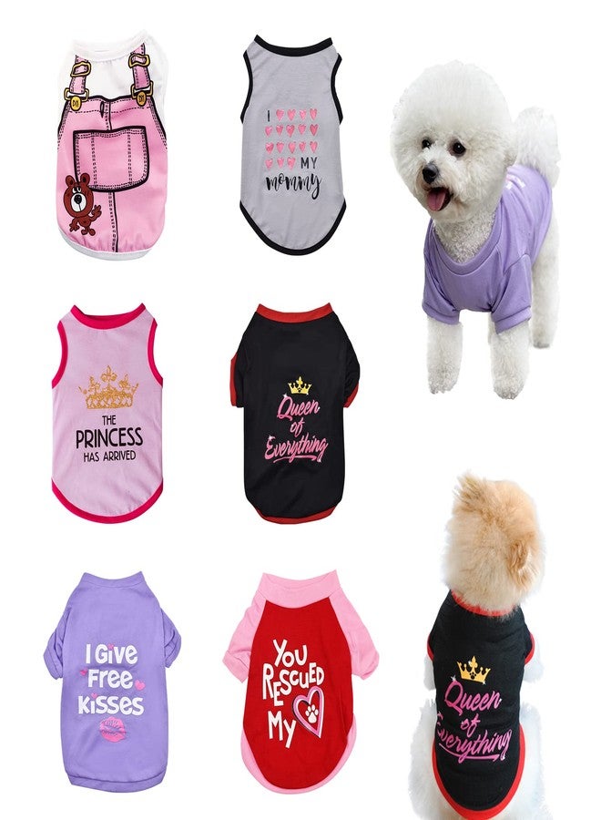 KATOLK 6 Pack Dog Clothes for Small Dogs Girl, Soft and Breathable Puppy Kitten Dog Shirts with Letters for Pet Cats, Summer Dogs' T-Shirts Apparel Sleeveless Vests for Chihuahua Yorkies (XS) - Image 1