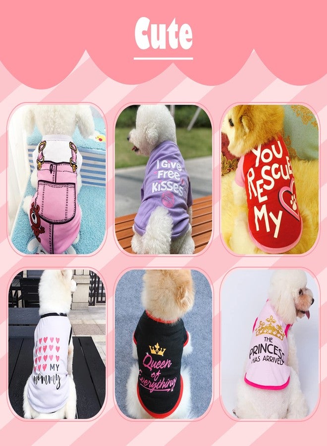KATOLK 6 Pack Dog Clothes for Small Dogs Girl, Soft and Breathable Puppy Kitten Dog Shirts with Letters for Pet Cats, Summer Dogs' T-Shirts Apparel Sleeveless Vests for Chihuahua Yorkies (XS) - Image 3