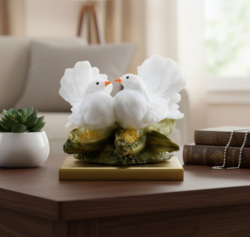 ESPLANADE Resin Two Love Birds Fantasy Showpiece-6 Inches Height|Love Birds Statue For Goodluck,Gifts,Decorative,White - Image 3