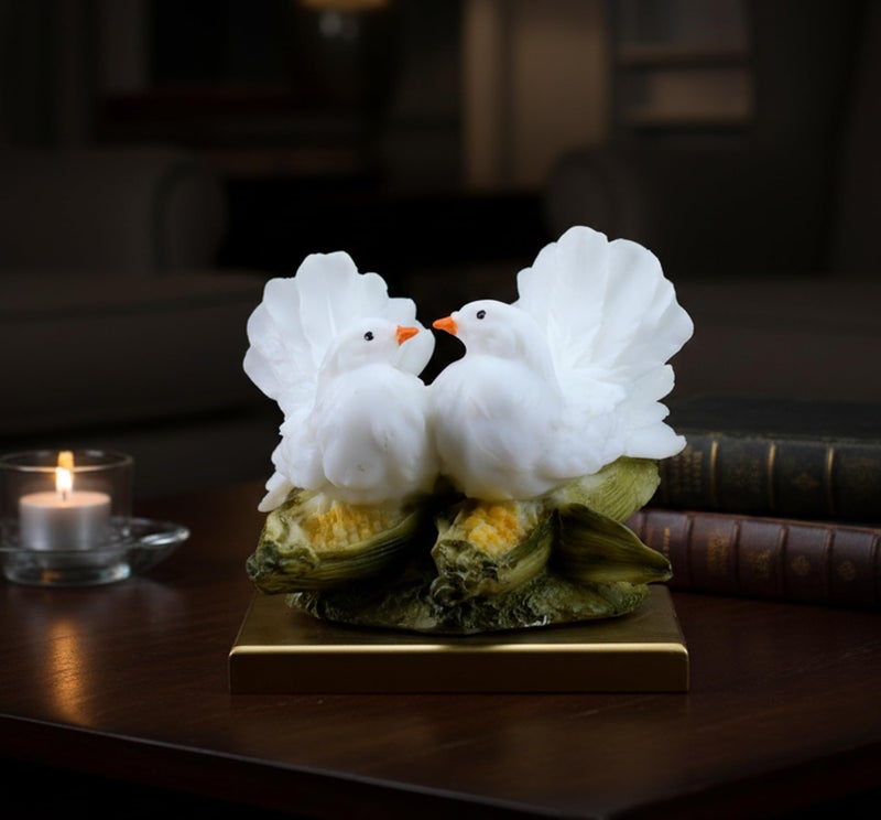 ESPLANADE Resin Two Love Birds Fantasy Showpiece-6 Inches Height|Love Birds Statue For Goodluck,Gifts,Decorative,White - Image 4