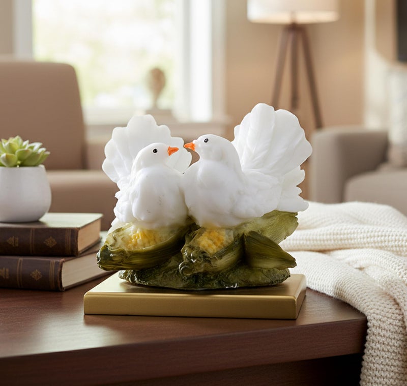 ESPLANADE Resin Two Love Birds Fantasy Showpiece-6 Inches Height|Love Birds Statue For Goodluck,Gifts,Decorative,White - Image 1