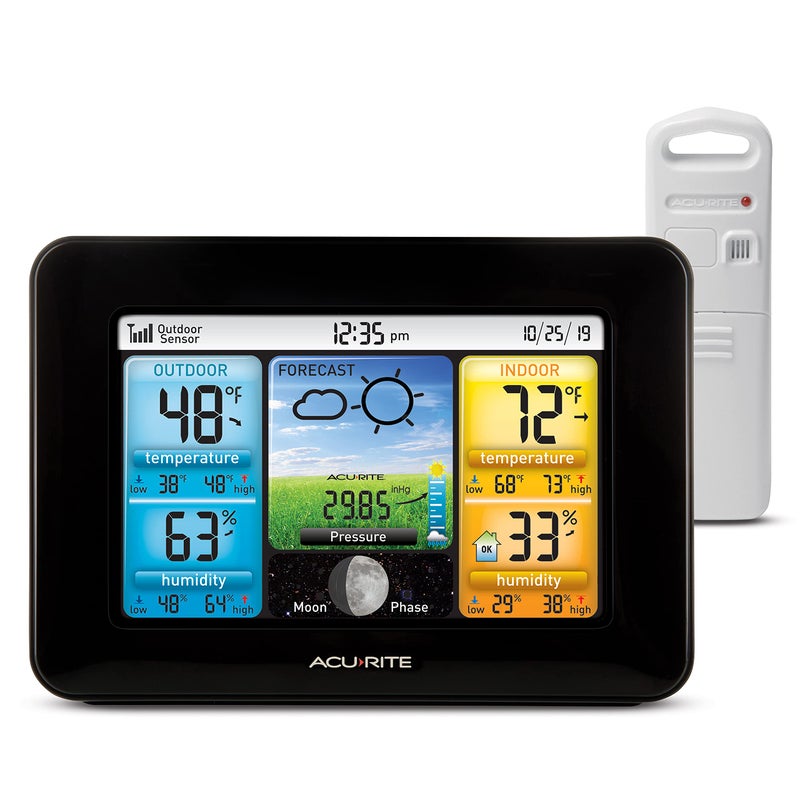 AcuRite Wireless Home Weather Station with Color Display Indoor Outdoor Thermometer and Temperature Sensor 02077M