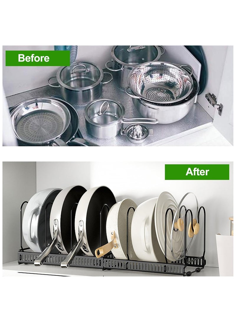 Pot and Pan Lid Organizer Rack, Expandable ans and Pots Lid Holder for Kitchen Cabinet with 10 Adjustable Compartments, Stainless Steel Dish Drying Rack, DIY Assembly  - Image 4