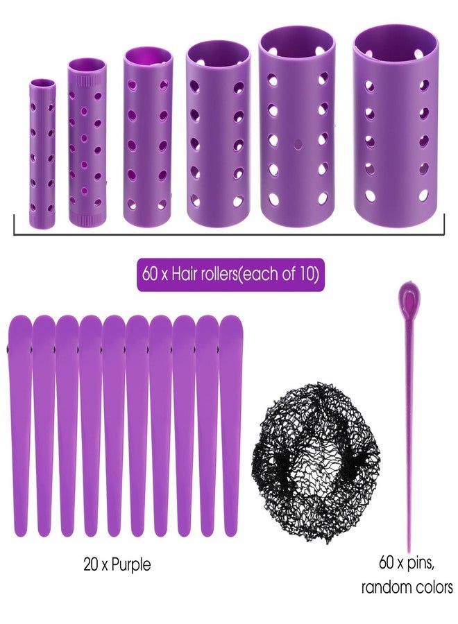 WILLBOND 141 Pcs Hair Rollers Set Include Plastic Hair Rollers with Pins and Clips(Purple) - Image 3