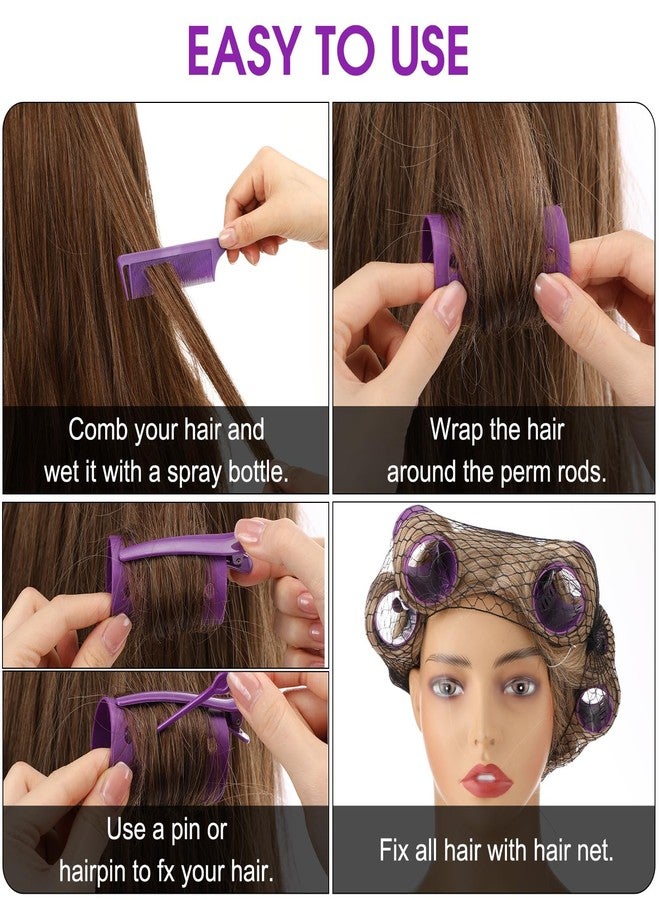 WILLBOND 141 Pcs Hair Rollers Set Include Plastic Hair Rollers with Pins and Clips(Purple) - Image 4