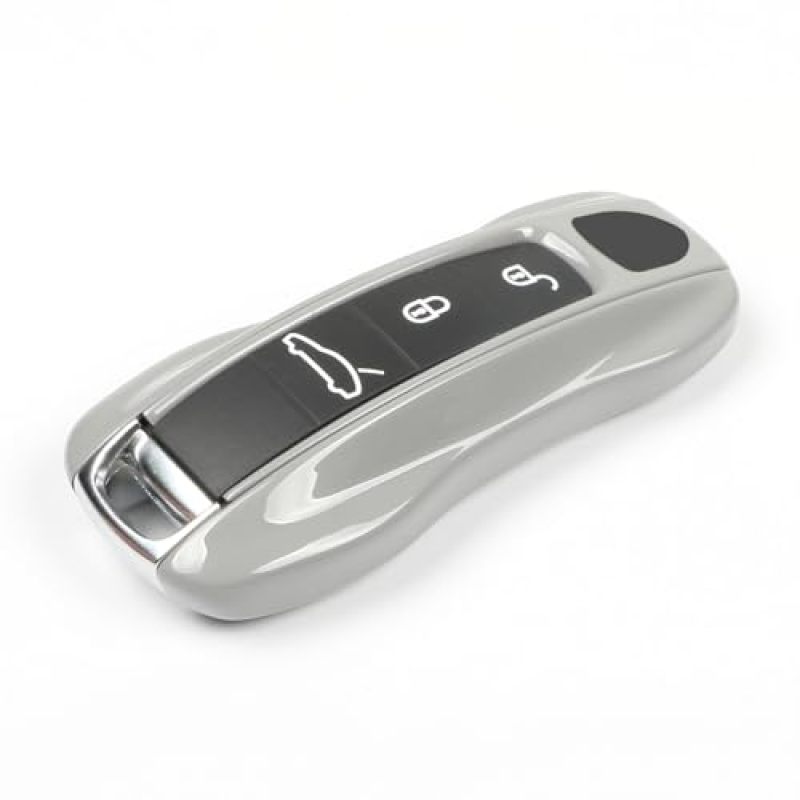 Porsche Key Fob Cover Durable ABS Key Case Glossy Gray - Signal-Safe Design Key Fob Protector for Cayenne Panamera 911 Taycan - Image 3