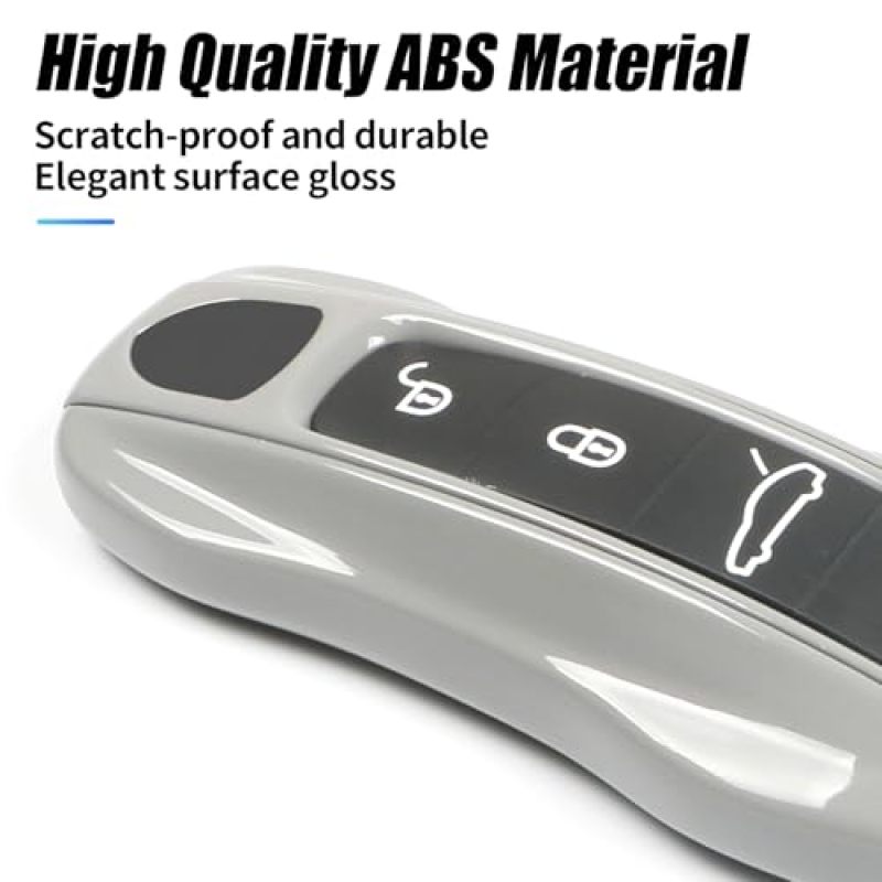 Porsche Key Fob Cover Durable ABS Key Case Glossy Gray - Signal-Safe Design Key Fob Protector for Cayenne Panamera 911 Taycan - Image 5