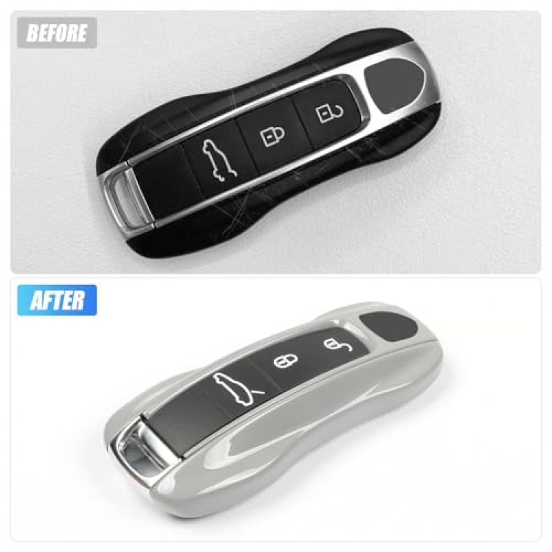 Porsche Key Fob Cover Durable ABS Key Case Glossy Gray - Signal-Safe Design Key Fob Protector for Cayenne Panamera 911 Taycan - Image 4