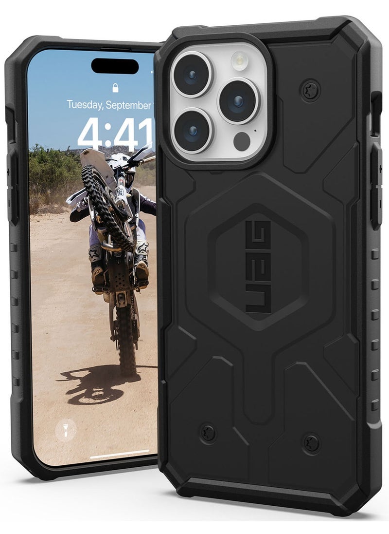 Urban Armor Gear - غطاء حماية UAG Pathfinder MagSafe لهاتف iPhone 15 Pro Max [تم اختباره من ارتفاع 18 قدمًا] - أسود - Image 1