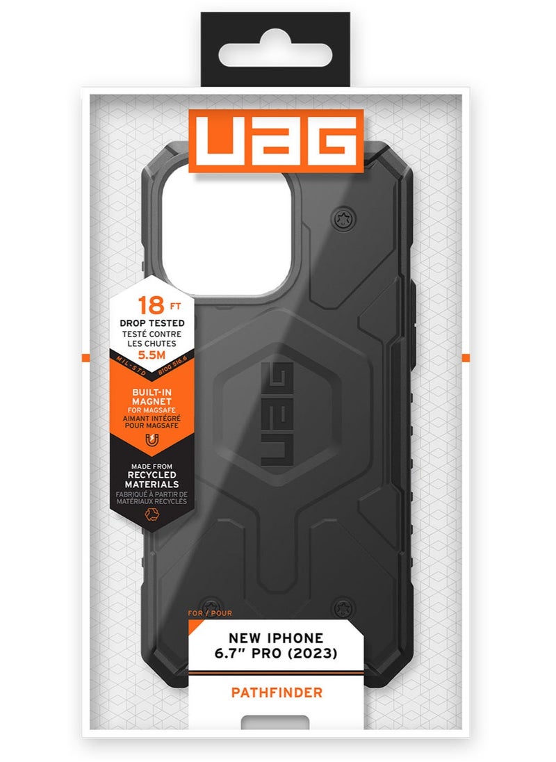 Urban Armor Gear - غطاء حماية UAG Pathfinder MagSafe لهاتف iPhone 15 Pro Max [تم اختباره من ارتفاع 18 قدمًا] - أسود - Image 1