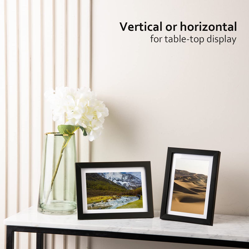 KINLINK 5x7 Picture Frame Black Set of 4, Wooden Photo Frames Matted 4x6 with Plexiglass for 4x6 with Mat or 5x7 without Mat for Table and Wall Display - Image 4