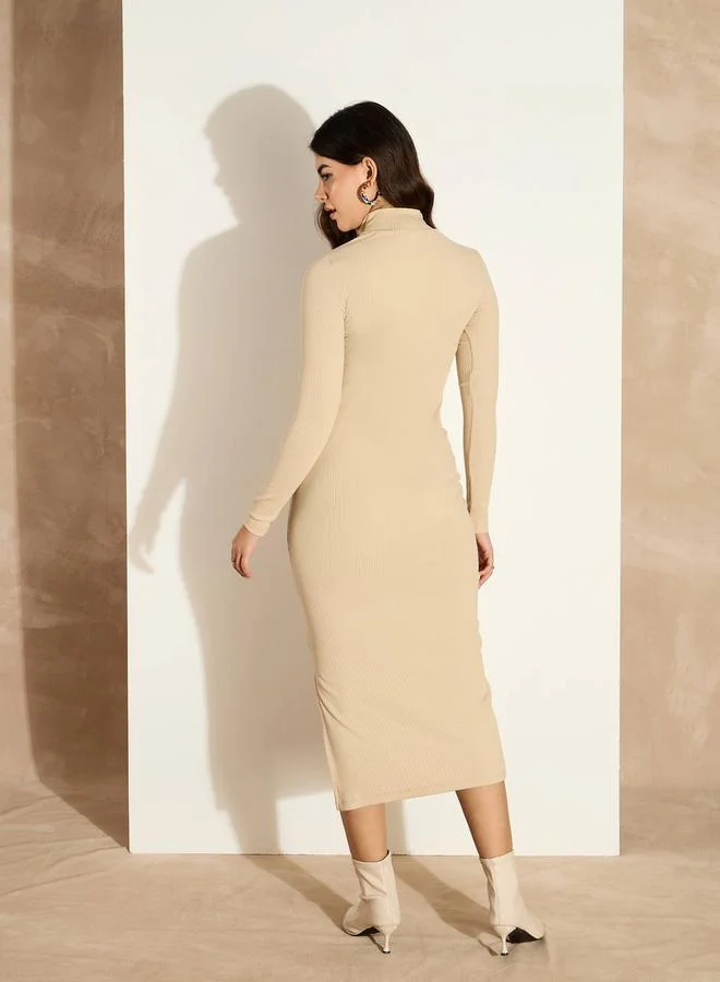 SASSAFRAS Ribbed Midi Dress