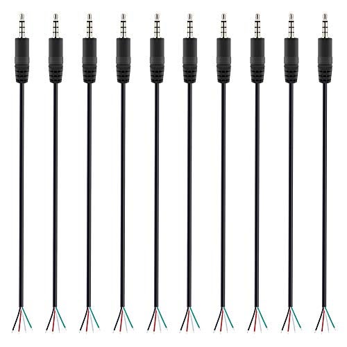 Fancasee 10 Pack 3.5mm 1/8" to Speaker Wire TRRS Stereo Male Plug to Bare Wire Pigtail 3.5mm Jack Connector Adapter Repair Audio Cable for Microphone Headphone Headset Earphone Speaker - Image 1