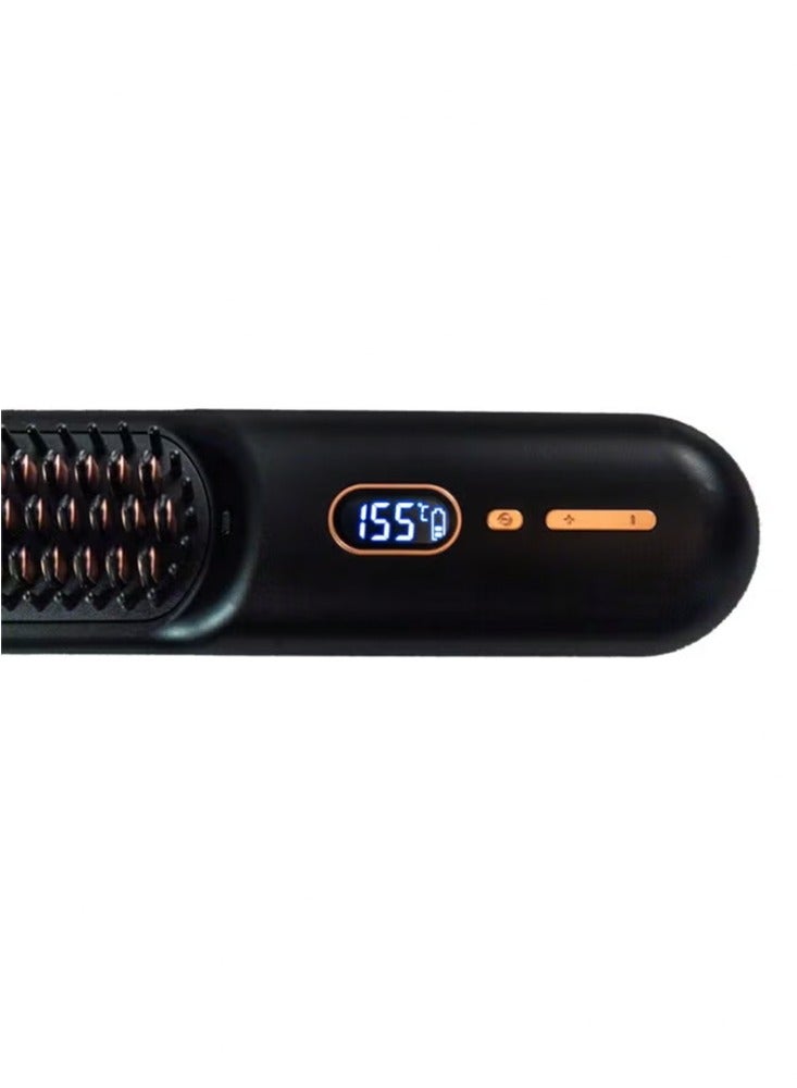 Wireless Hair Dryer And Styler Hair Straightener Brush Hair Straightener Brush With Tempreature Control Black - Image 5