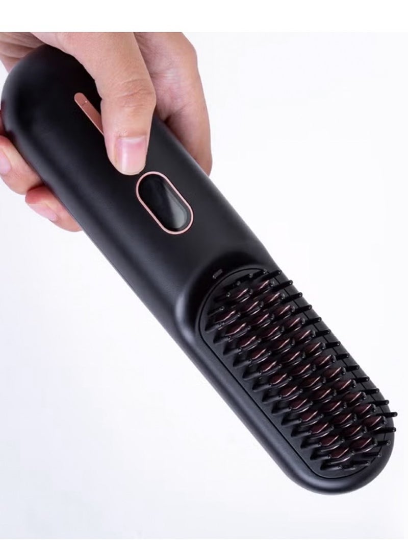 Wireless Hair Dryer And Styler Hair Straightener Brush Hair Straightener Brush With Tempreature Control Black - Image 2