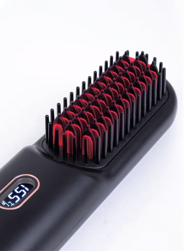 Wireless Hair Dryer And Styler Hair Straightener Brush Hair Straightener Brush With Tempreature Control Black - Image 4
