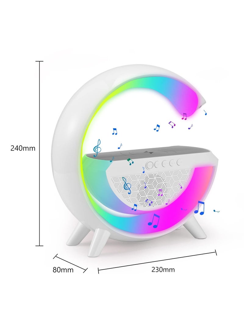 SYOSI LED Table Lamp with Wireless Charger - Dimmable RGB Color Changing Ambient Light - Music Sync Bluetooth Speaker - Smart Mood Light and Charger - Perfect for Bedroom, Dorm  - Image 3