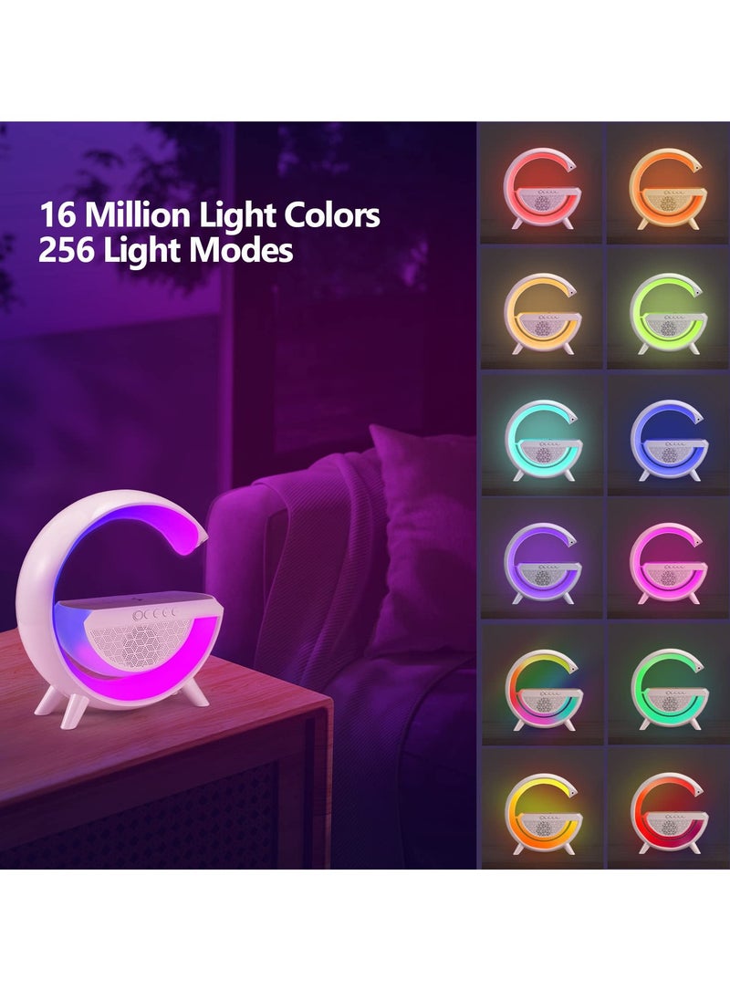 SYOSI LED Table Lamp with Wireless Charger - Dimmable RGB Color Changing Ambient Light - Music Sync Bluetooth Speaker - Smart Mood Light and Charger - Perfect for Bedroom, Dorm  - Image 4
