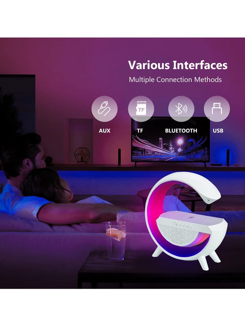 SYOSI LED Table Lamp with Wireless Charger - Dimmable RGB Color Changing Ambient Light - Music Sync Bluetooth Speaker - Smart Mood Light and Charger - Perfect for Bedroom, Dorm  - Image 5