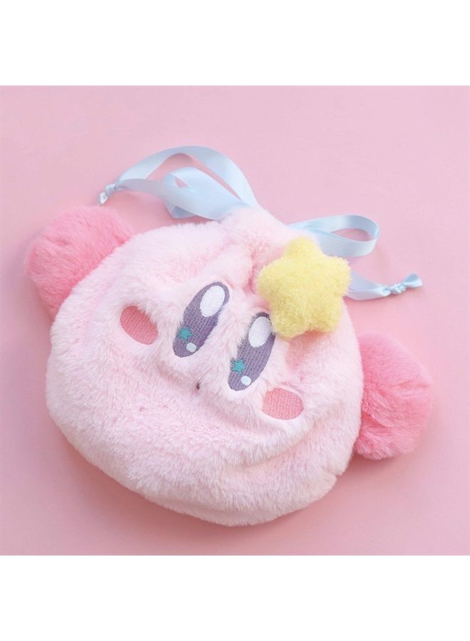 Lopbraa Star Plush Pink Drawstring Plushie Kawaii Bag Travel Purse Makeup Cosmetic Storage Bags Organizer (Style Two) - Image 2