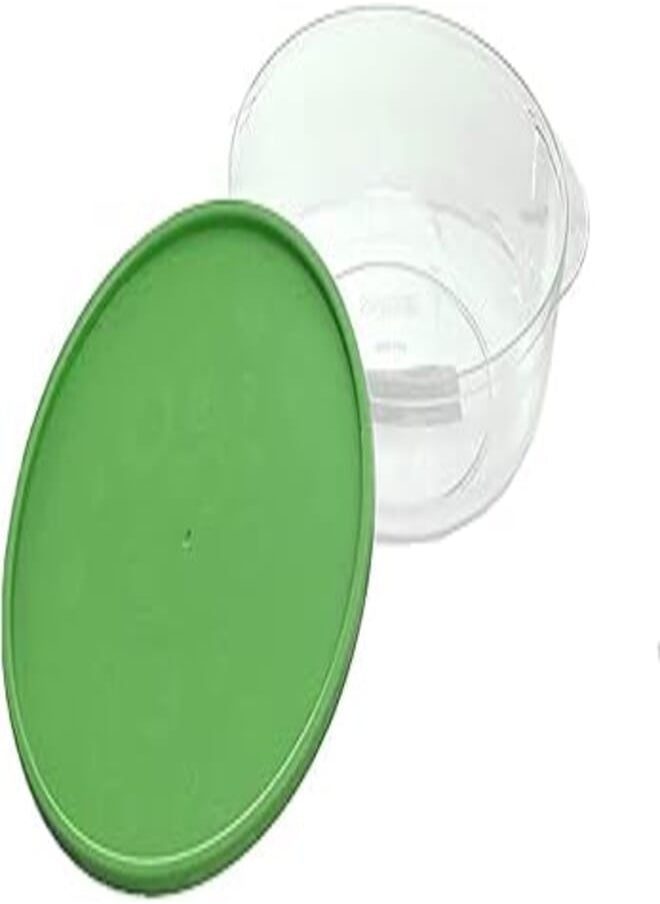 MERWY - Merwy F-43 Plastic Circle Food Container With Handle For Saving Food - Clear Green - Image 1