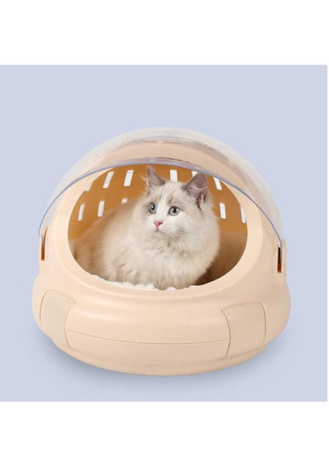 Fully Enclosed Rounded Cat Litter Box with Cat Mats, Prevent Sand Leakage/Easy To Clean/Easy Assembly, Cat Bag for Outdoor,Beige