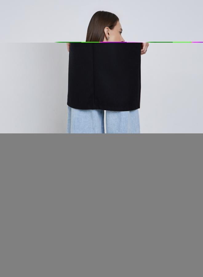 Styli Black Regular Fit Wool Like Button Coat - Image 4