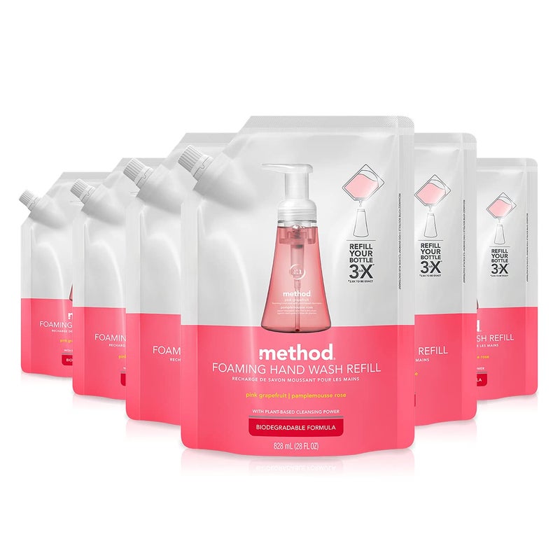 Method Foaming Hand Soap Refill, Pink Grapefruit, Packaging May Vary, 28 oz Pack of 6) - Image 1