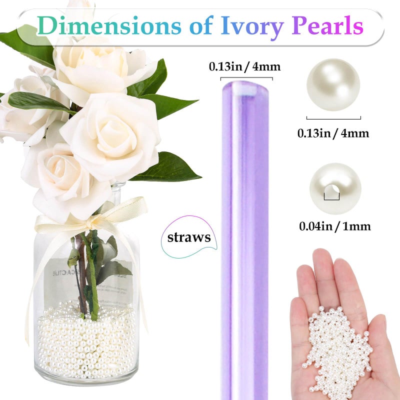 anezus Pearl Beads for Craft, Anezus 2000pcs Ivory Faux Fake Pearls, 4 MM Small Sew on Pearl Beads with holes for Jewelry Making, Bracelets, Necklaces, Hairs, Crafts, Decoration and Vase Filler - Image 3