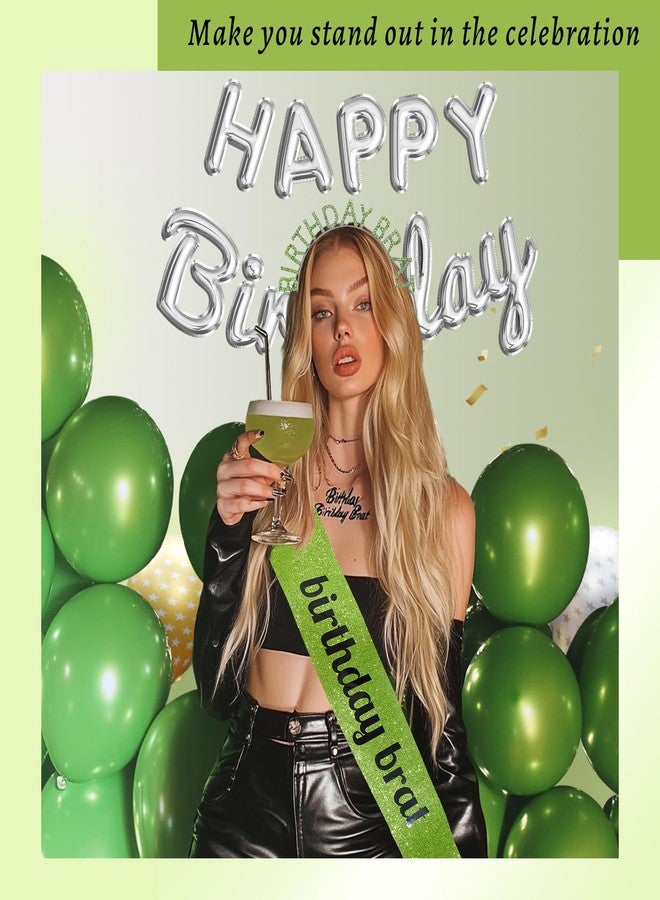 Suncalla Birthday Brat Sash & Tiara Crown Set - Brat Themed Party Supplies for Women, Teens - Lime Green Birthday Decorations with Sash & Crown - 365 Days Hbd Gift Accessories - Image 4