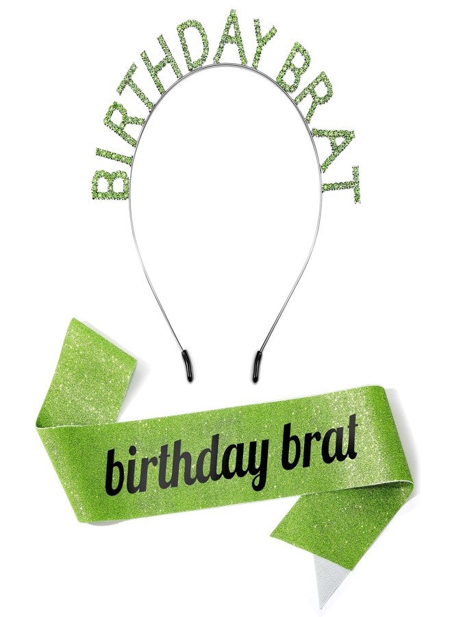 Suncalla Birthday Brat Sash & Tiara Crown Set - Brat Themed Party Supplies for Women, Teens - Lime Green Birthday Decorations with Sash & Crown - 365 Days Hbd Gift Accessories - Image 1