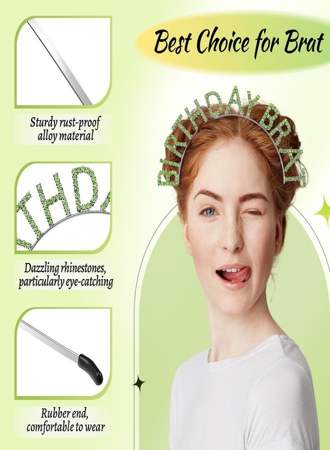 Suncalla Birthday Brat Sash & Tiara Crown Set - Brat Themed Party Supplies for Women, Teens - Lime Green Birthday Decorations with Sash & Crown - 365 Days Hbd Gift Accessories - Image 3