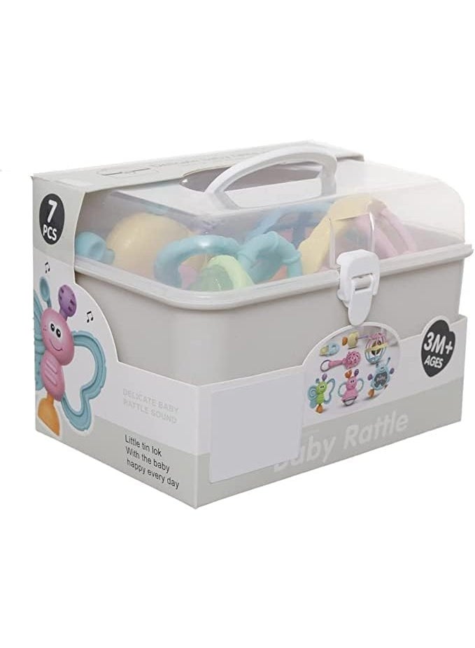 طقم خشافات للأطفال، انماط متنوعة (متنوعة)، بلاستيك، صندوق من 7 قطع اللون ابيض - Image 4