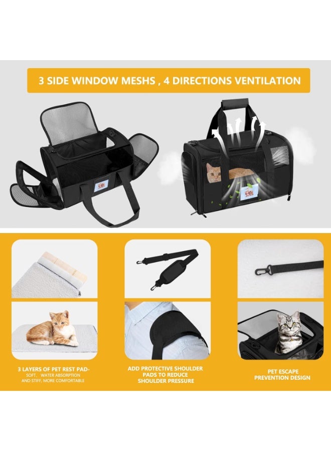 Soofam Cat Carrier, Dog Carrier, Pet Carrier Airline Approved, Cat Carriers for Small Medium Cats, Dog Carriers for Small Dogs, Puppy Kitten Carrier,Soft-Sided Tsa Approved Pet Travel Carrier-Black With Bowl - Image 5