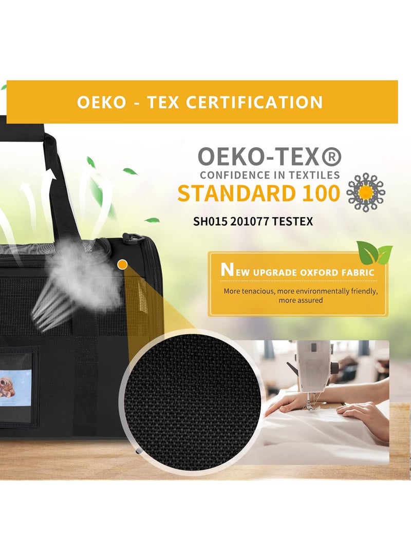 Soofam Cat Carrier, Dog Carrier, Pet Carrier Airline Approved, Cat Carriers for Small Medium Cats, Dog Carriers for Small Dogs, Puppy Kitten Carrier,Soft-Sided Tsa Approved Pet Travel Carrier-Black With Bowl - Image 2