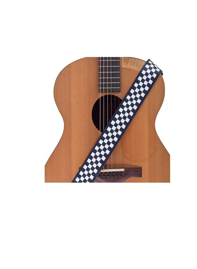 Generic Guitar Strap for Electric Guitar Guitar Strap Vintage Adjustable Guitar Strap Adjustable Can Be Used on Electronic Guitar Acoustic Guitar Bass Black and White Chessboard Bianco E Nero One  - Image 2